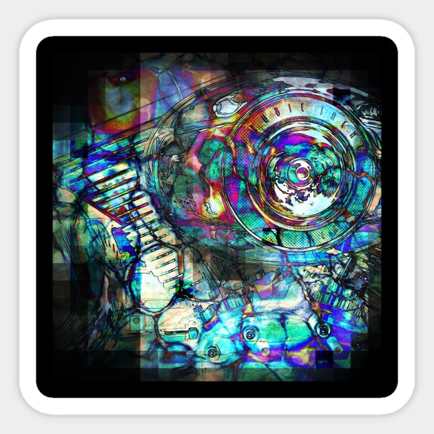 Abstract Motorcycle Engine Sticker by perkinsdesigns